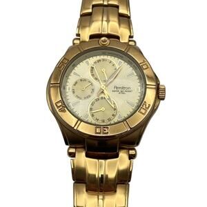 Armitron Chronograph 20/4224GP Mens Watch 40mm -Fresh Battery - WR All St. Steel